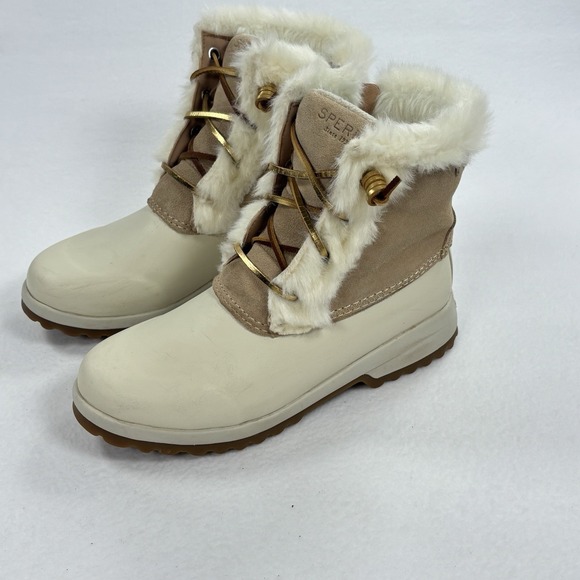Sperry Maritime Repel Suede Boots Fur Womens 6.5 Sand Thinsulate Waterproof Snow - Picture 4 of 11